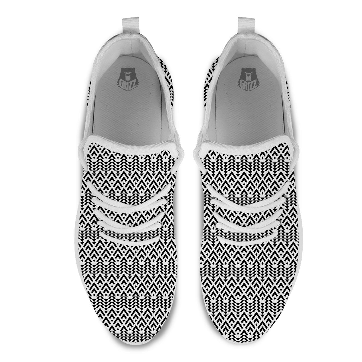 Tribal Maori Print Pattern White Athletic Shoes-grizzshop