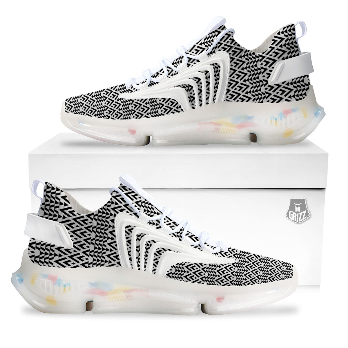 Tribal Maori Print Pattern White Gym Shoes-grizzshop