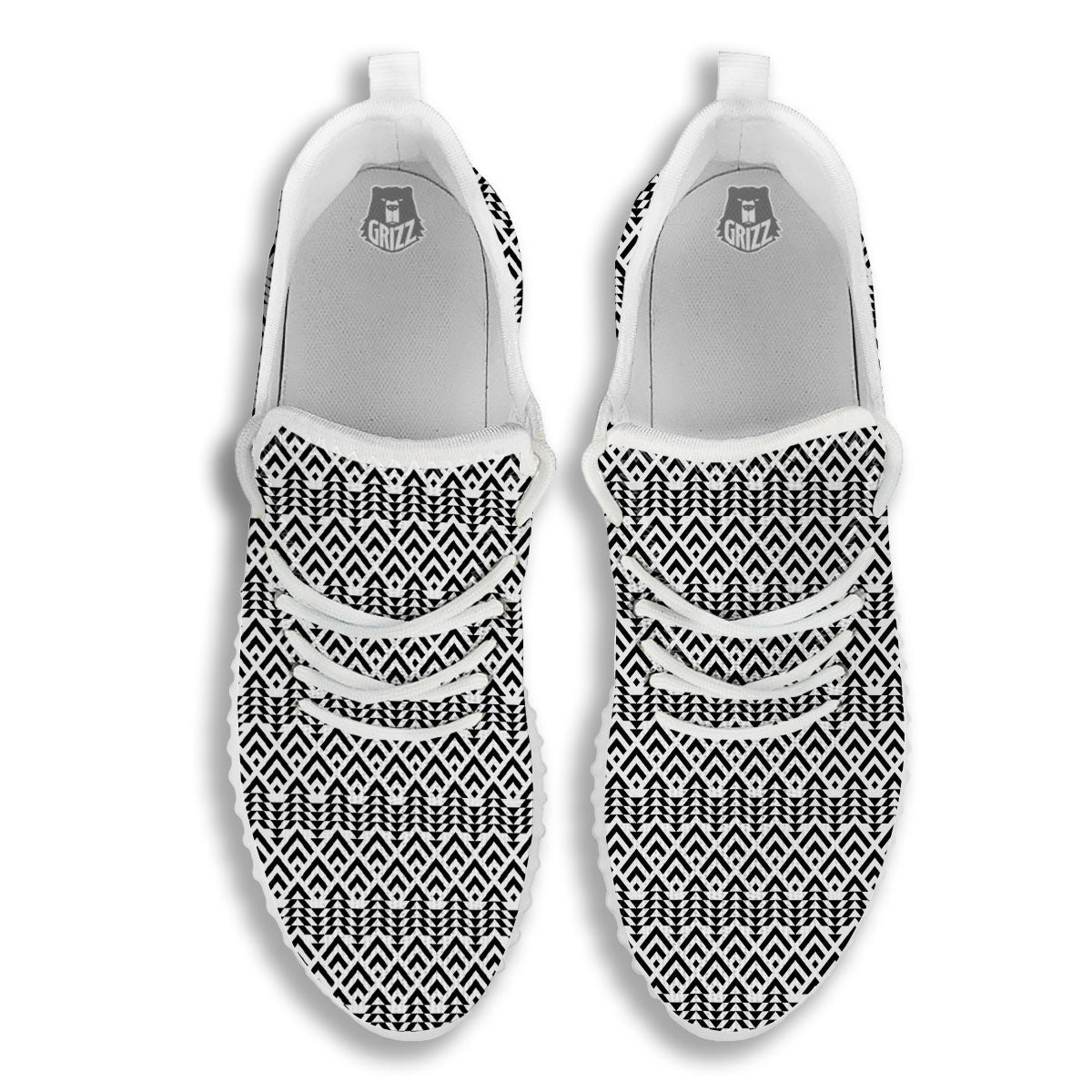 Tribal Maori Print Pattern White Walking Shoes-grizzshop