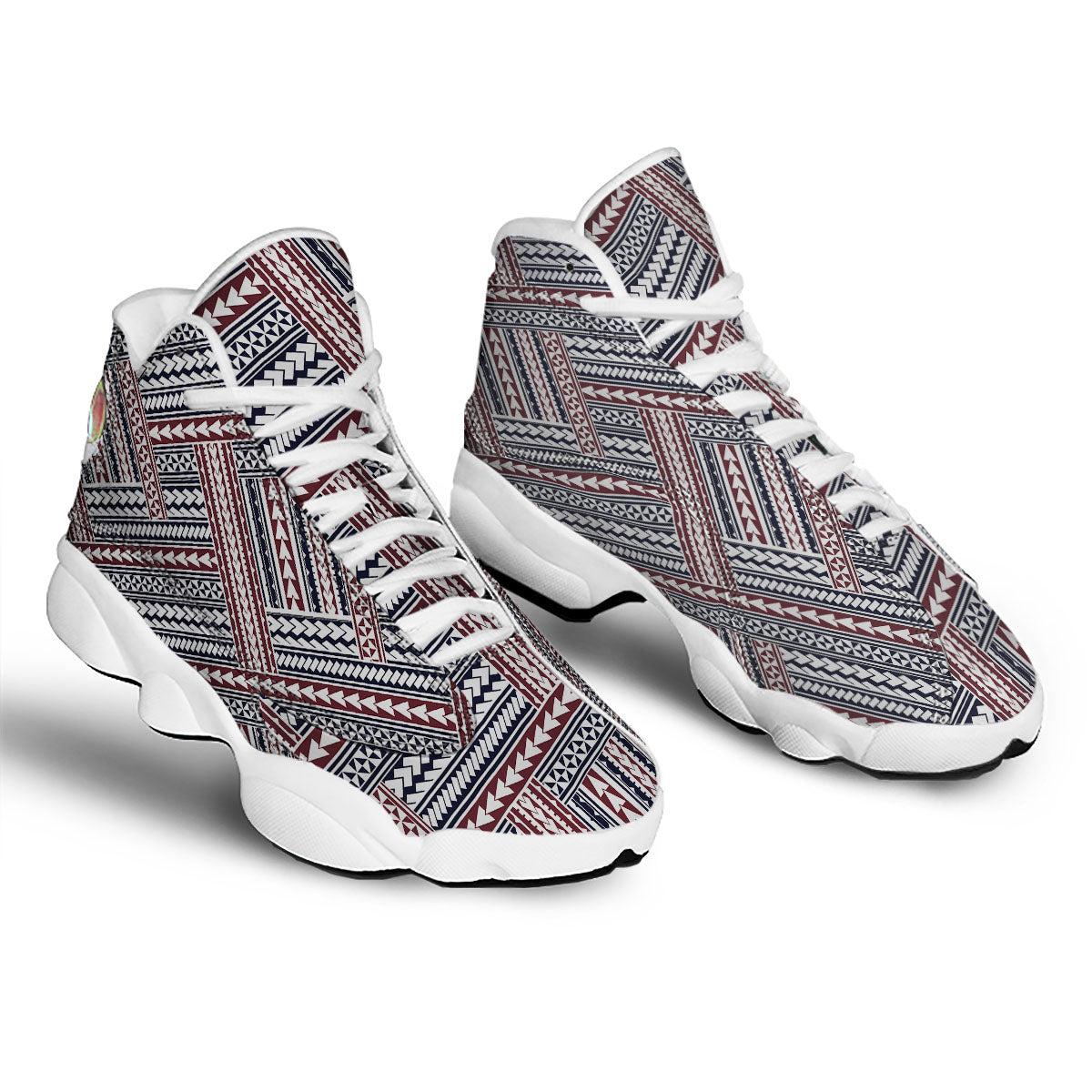 Tribal Maori Print White Basketball Shoes-grizzshop