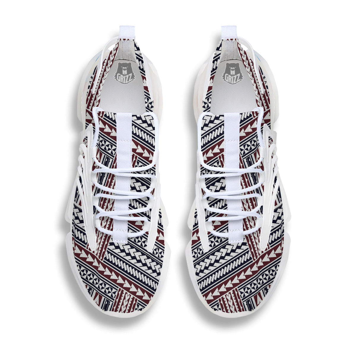 Tribal Maori Print White Gym Shoes-grizzshop