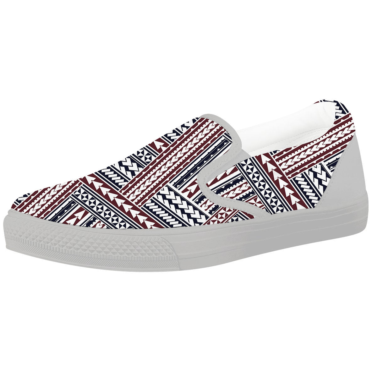Tribal Maori Print White Slip On Shoes-grizzshop