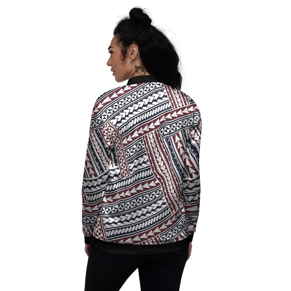 Tribal Maori Print Women's Bomber Jacket-grizzshop