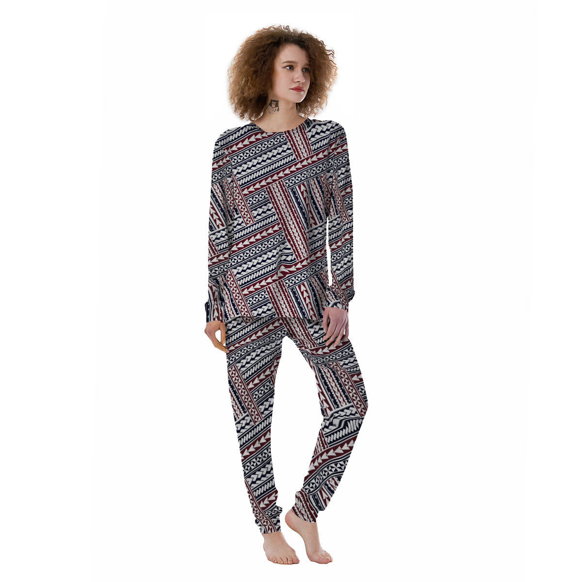 Tribal Maori Print Women's Pajamas-grizzshop