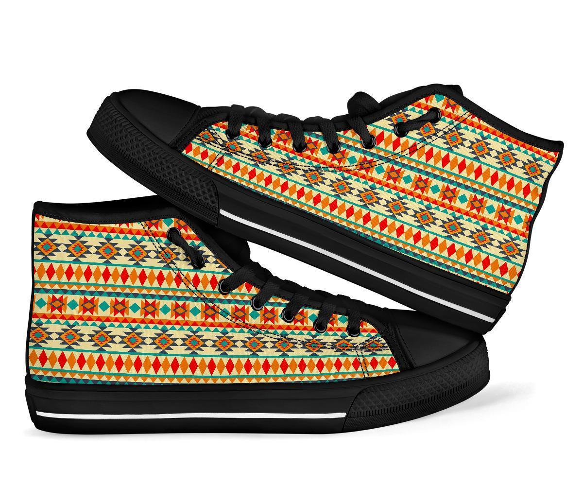 Tribal Native American Aztec Indians Navajo Print Men Women's High Top Shoes-grizzshop
