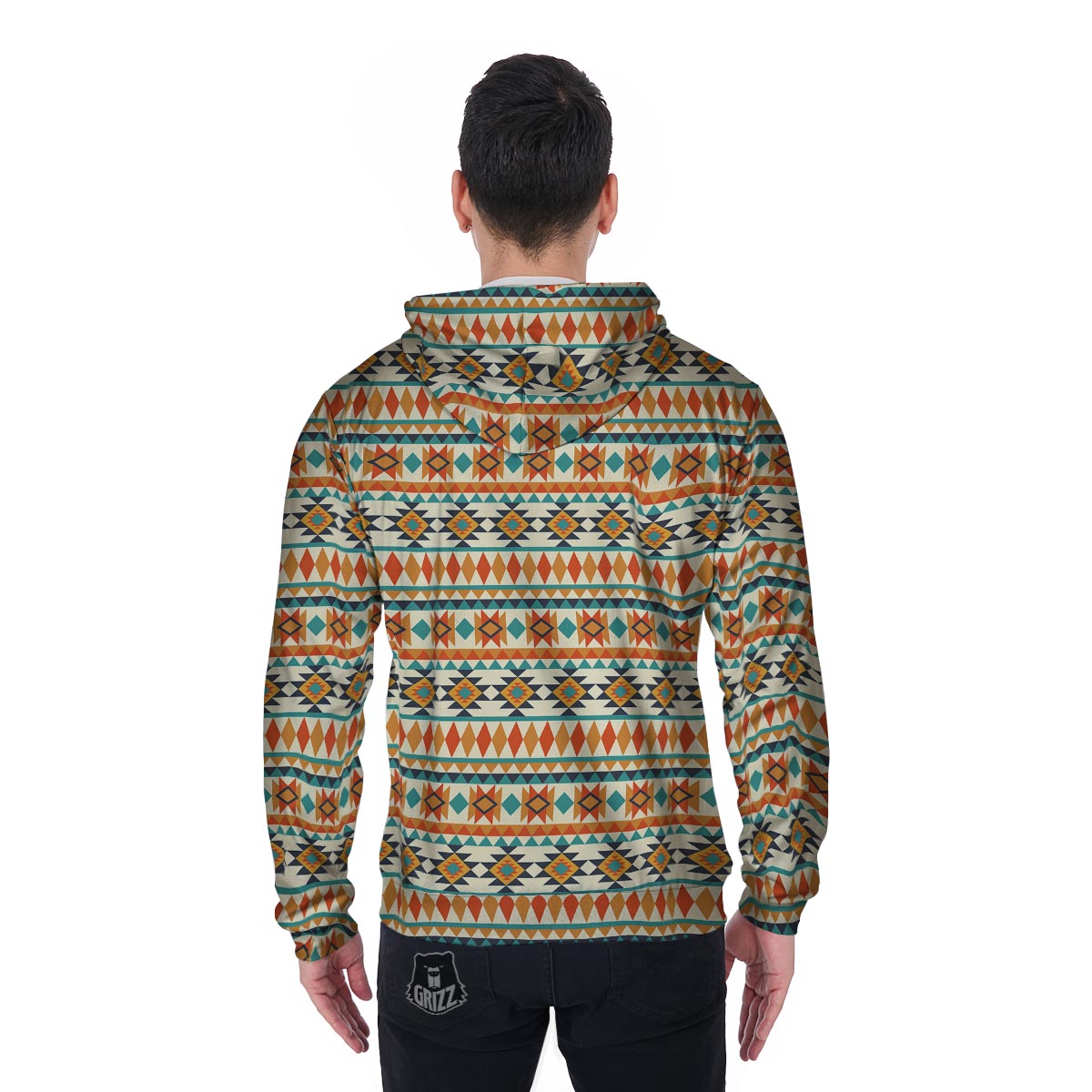 Tribal Native American Aztec Indians Navajo Print Men Zip Up Hoodie-grizzshop