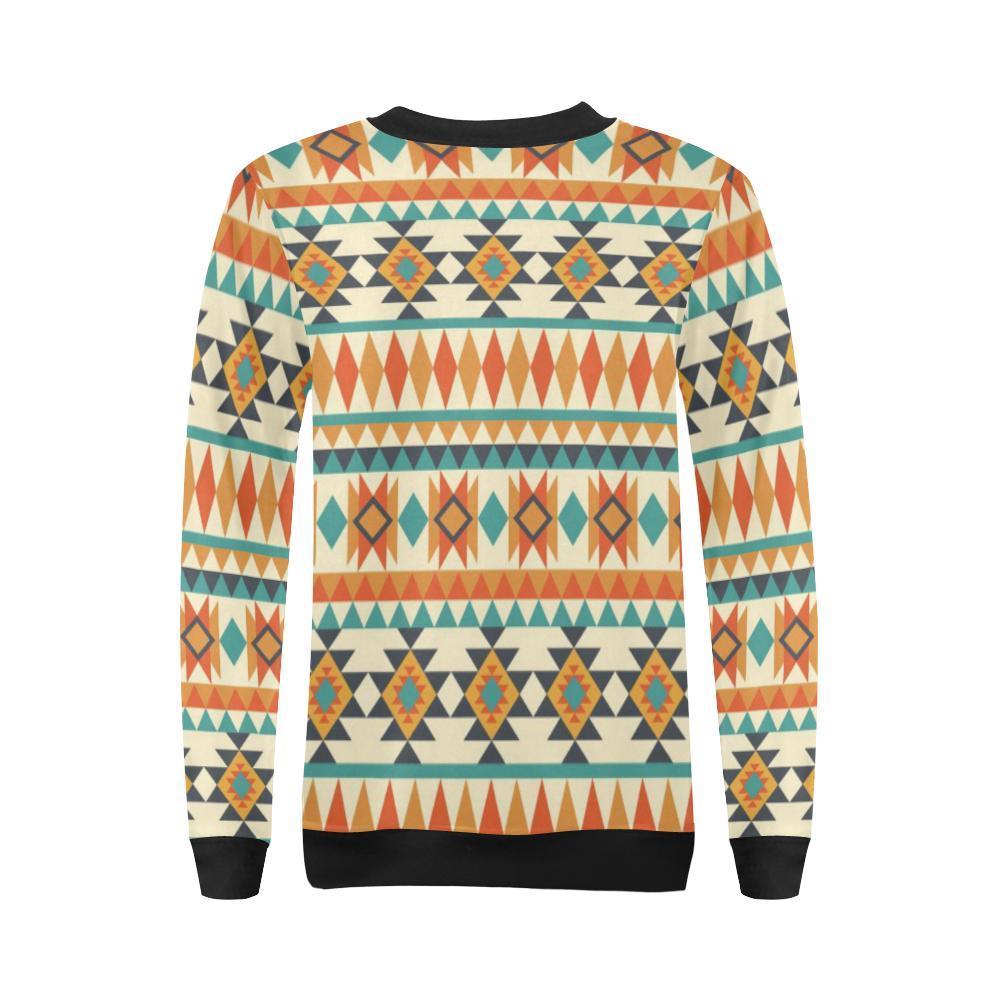 Tribal Native American Aztec Indians Navajo Print Women Crewneck Sweatshirt-grizzshop