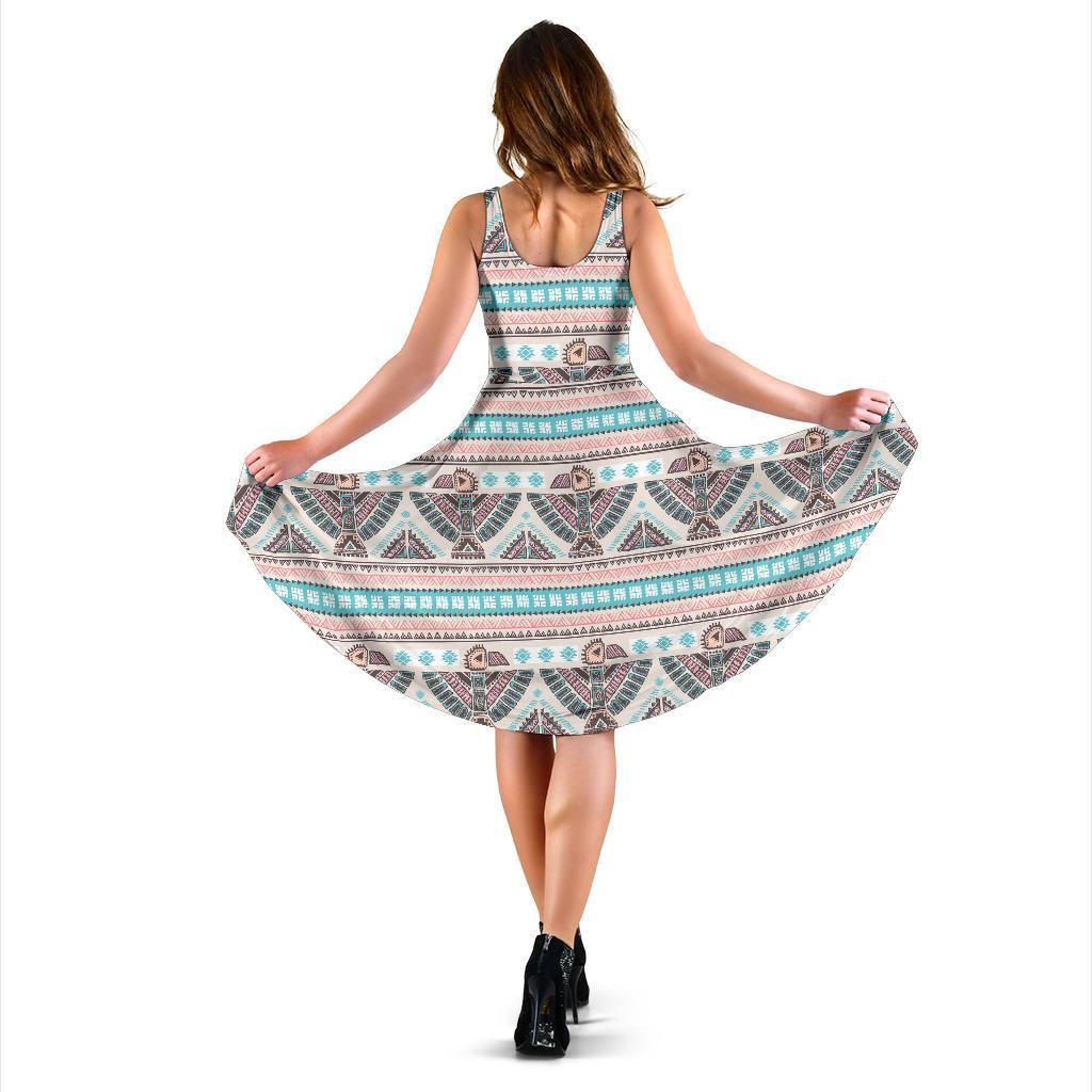 Tribal Native Indians American Aztec Navajo Print Dress-grizzshop