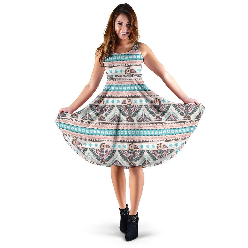Tribal Native Indians American Aztec Navajo Print Dress-grizzshop
