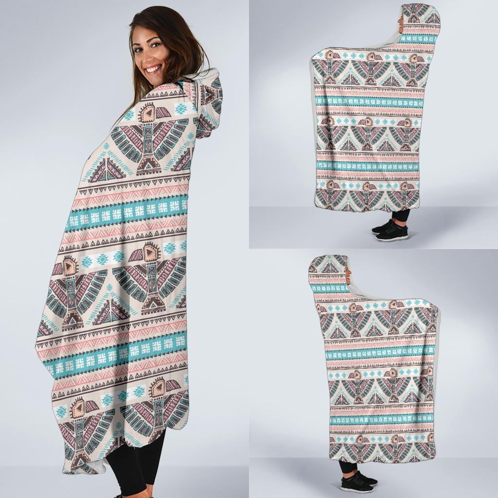 Tribal Native Indians American Aztec Navajo Print Hooded Blanket-grizzshop