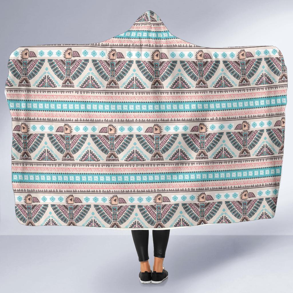 Tribal Native Indians American Aztec Navajo Print Hooded Blanket-grizzshop