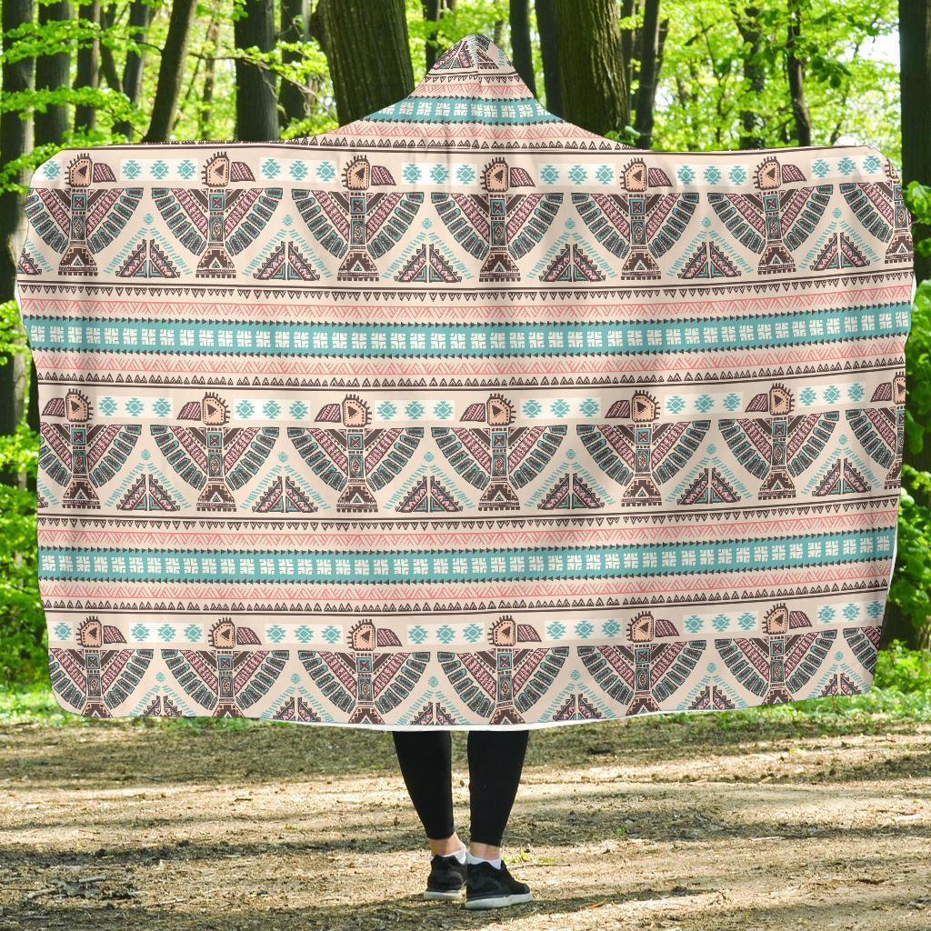 Tribal Native Indians American Aztec Navajo Print Hooded Blanket-grizzshop