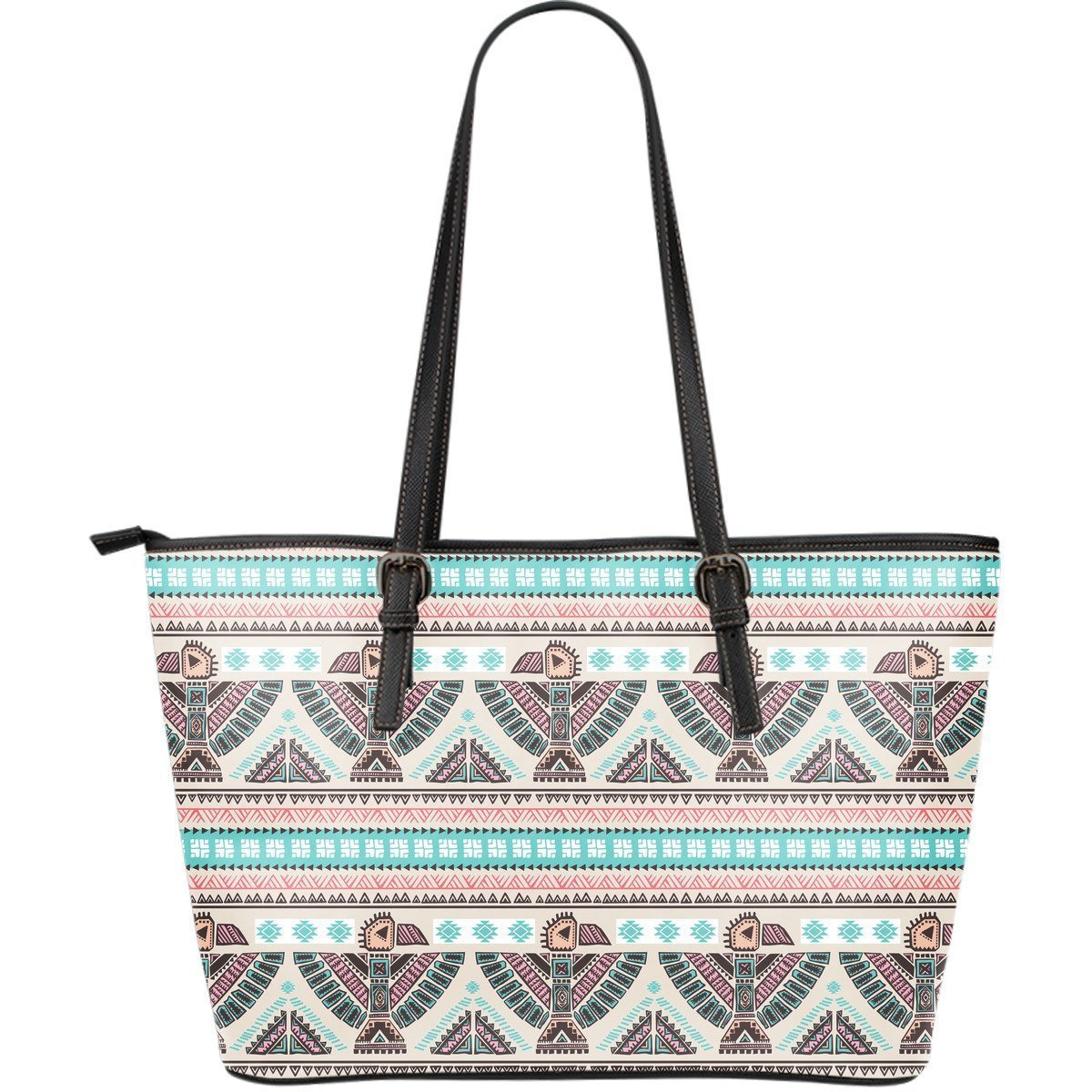 Tribal Native Indians American Aztec Navajo Print Leather Tote Bag-grizzshop