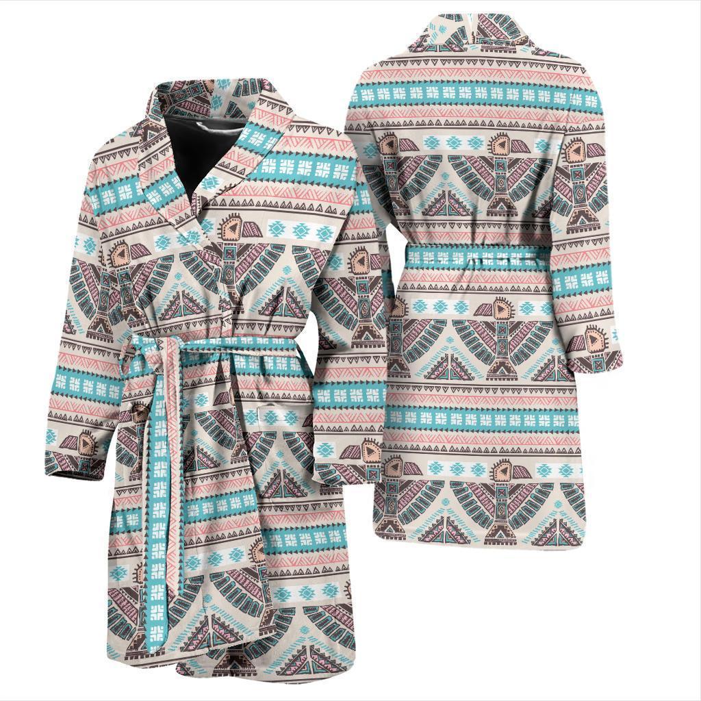 Tribal Native Indians American Aztec Navajo Print Men Long Robe-grizzshop