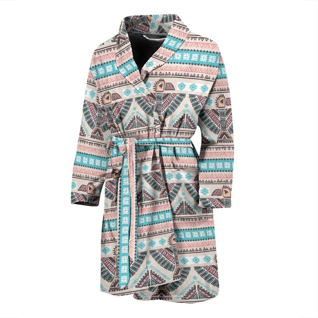 Tribal Native Indians American Aztec Navajo Print Men Long Robe-grizzshop