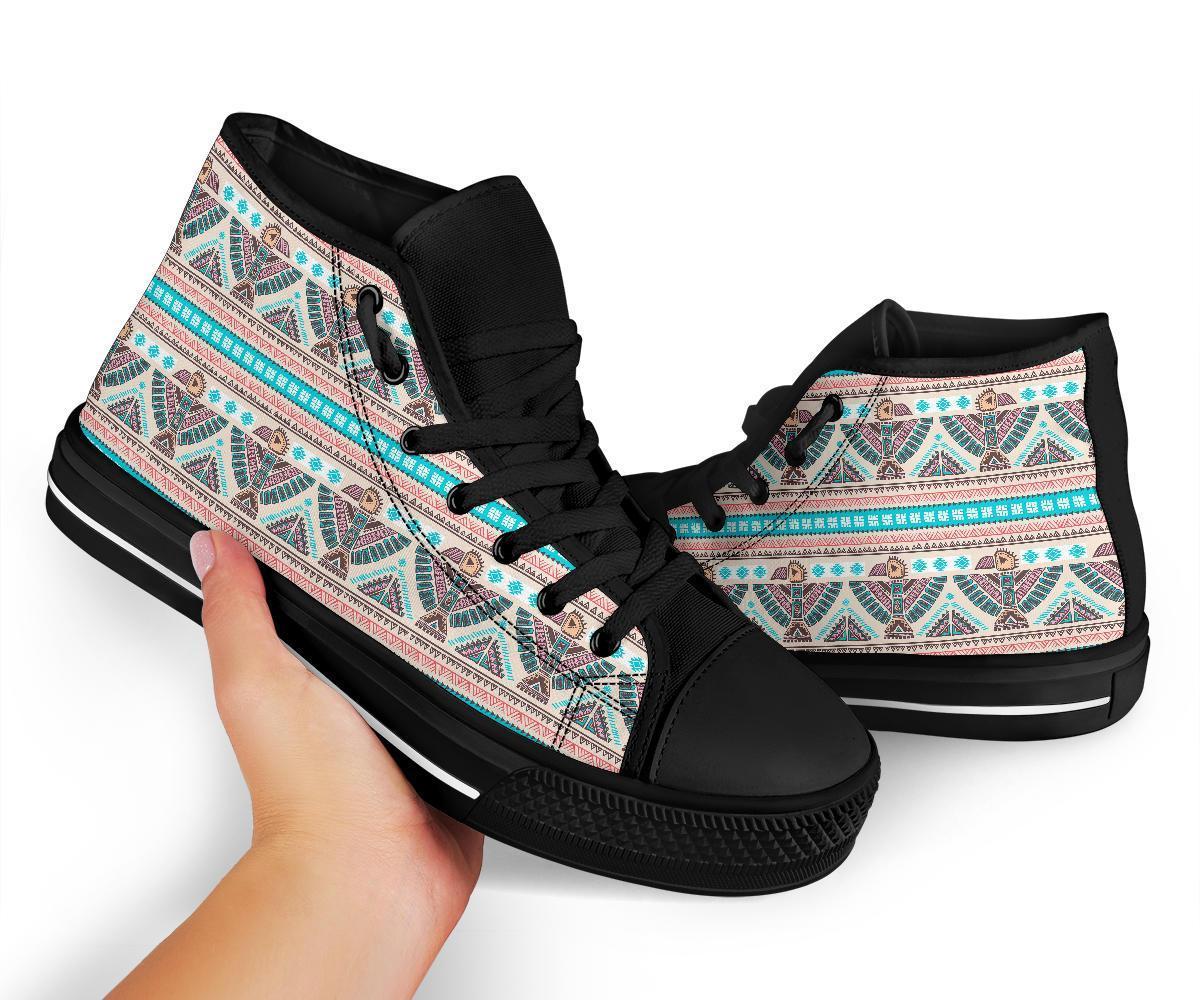 Tribal Native Indians American Aztec Navajo Print Men Women's High Top Shoes-grizzshop
