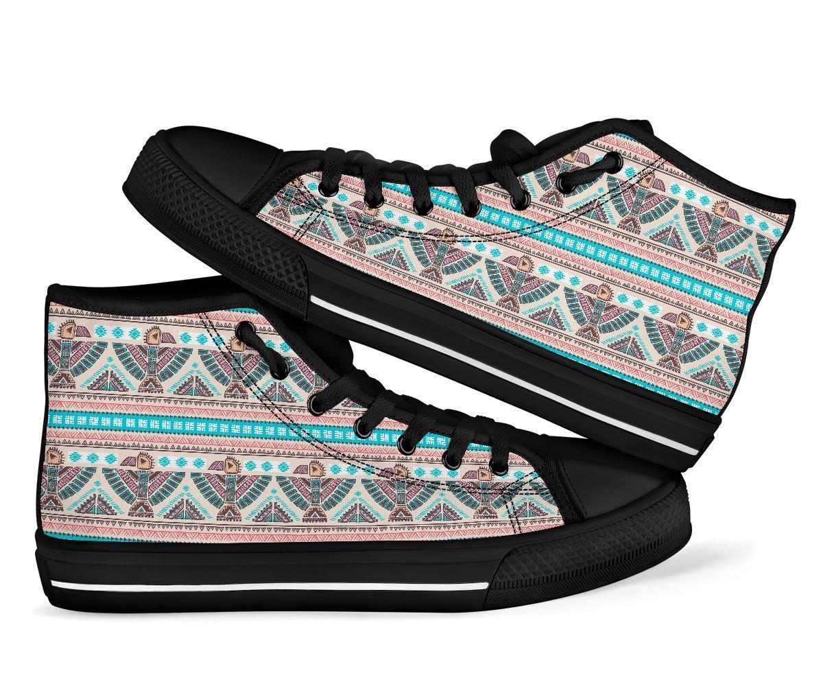 Tribal Native Indians American Aztec Navajo Print Men Women's High Top Shoes-grizzshop