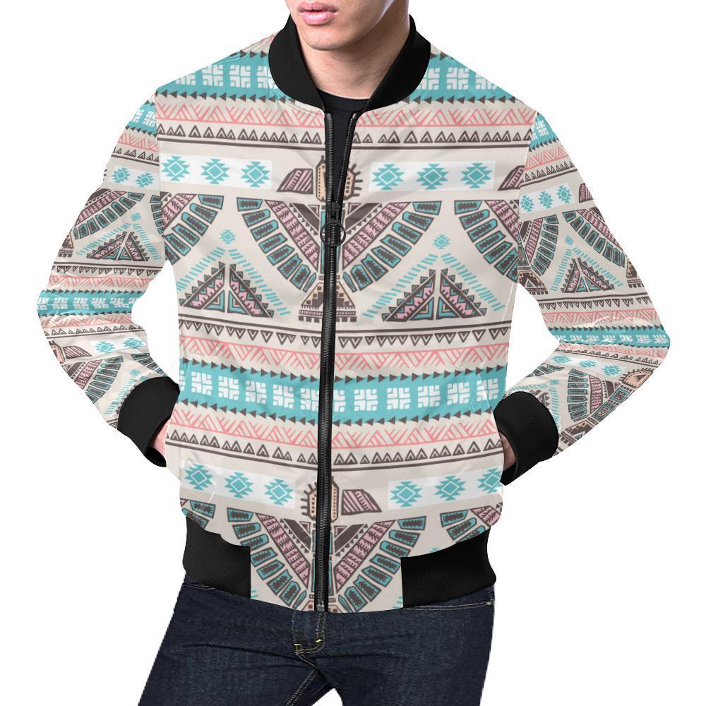 Tribal Native Indians American Aztec Navajo Print Men's Bomber Jacket-grizzshop