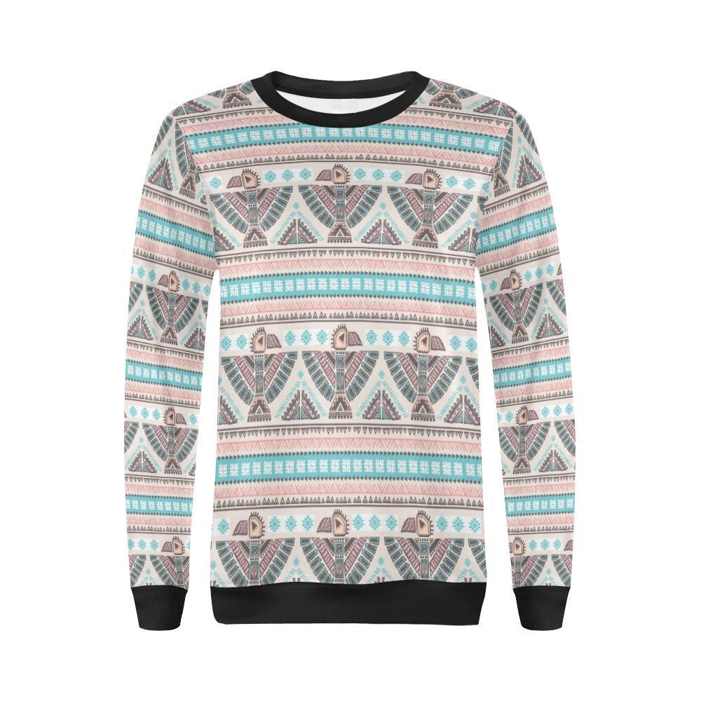 Tribal Native Indians American Aztec Navajo Print Women Crewneck Sweatshirt-grizzshop