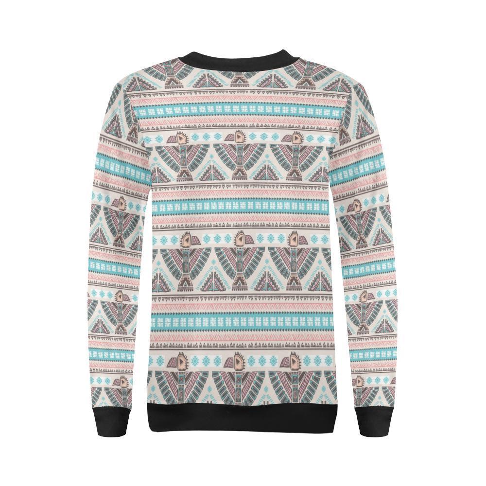 Tribal Native Indians American Aztec Navajo Print Women Crewneck Sweatshirt-grizzshop