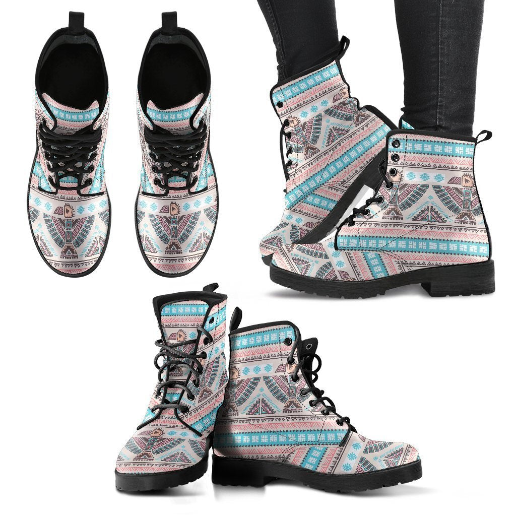 Tribal Native Indians American Aztec Navajo Print Women Leather Boots-grizzshop
