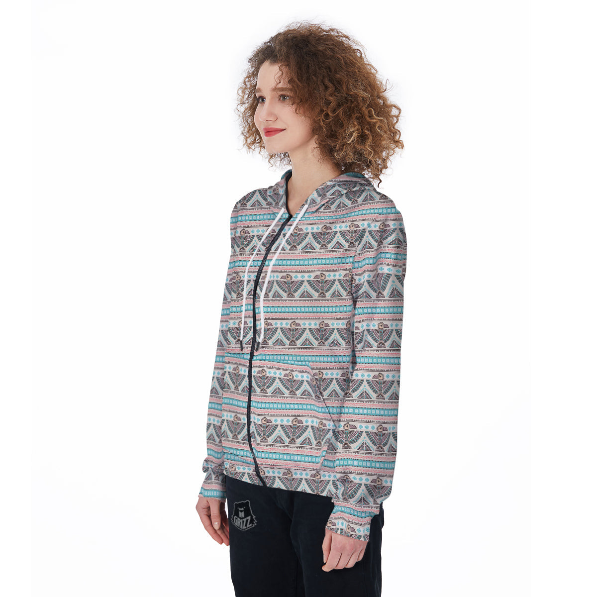 Tribal Native Indians American Aztec Navajo Print Women Zip Up Hoodies-grizzshop