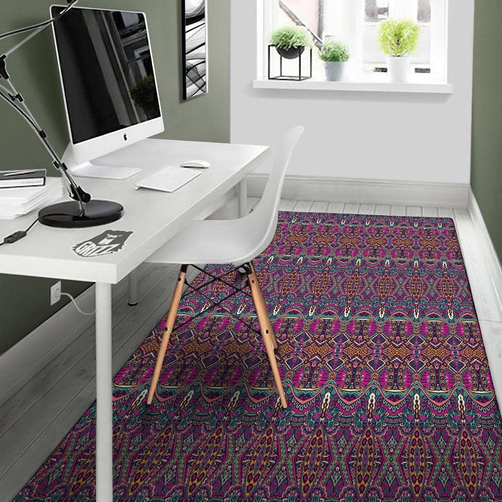 Tribal Native Purple Print Pattern Floor Mat-grizzshop