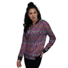 Tribal Native Purple Print Pattern Women's Bomber Jacket-grizzshop