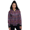 Tribal Native Purple Print Pattern Women's Bomber Jacket-grizzshop