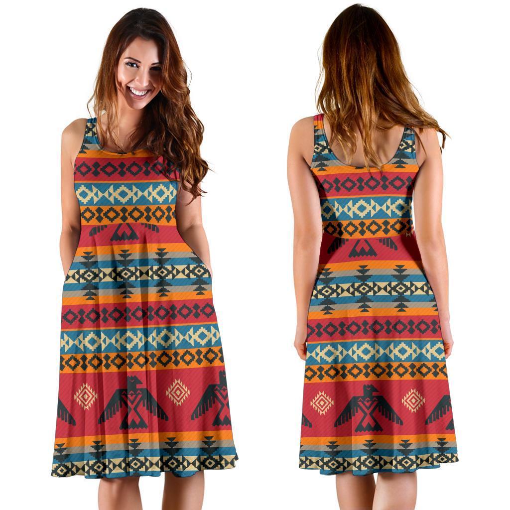 Tribal Navajo Native Indians American Aztec Print Dress-grizzshop