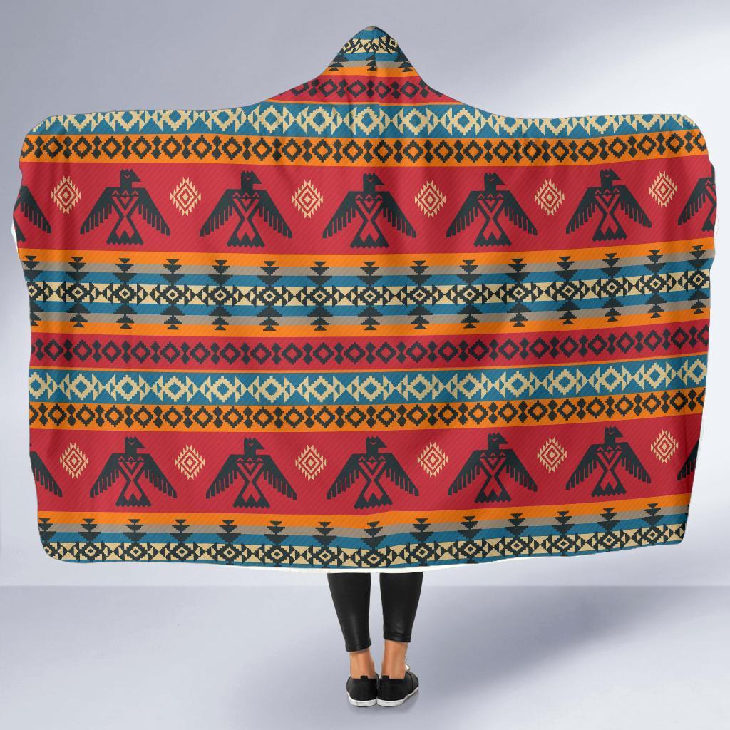 Tribal Navajo Native Indians American Aztec Print Hooded Blanket-grizzshop