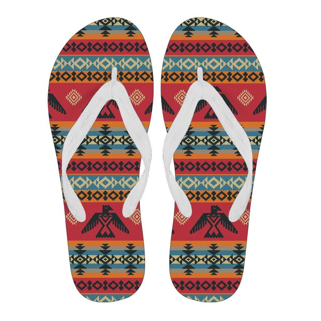 Tribal Navajo Native Indians American Aztec Print Men & Women Flip Flops-grizzshop