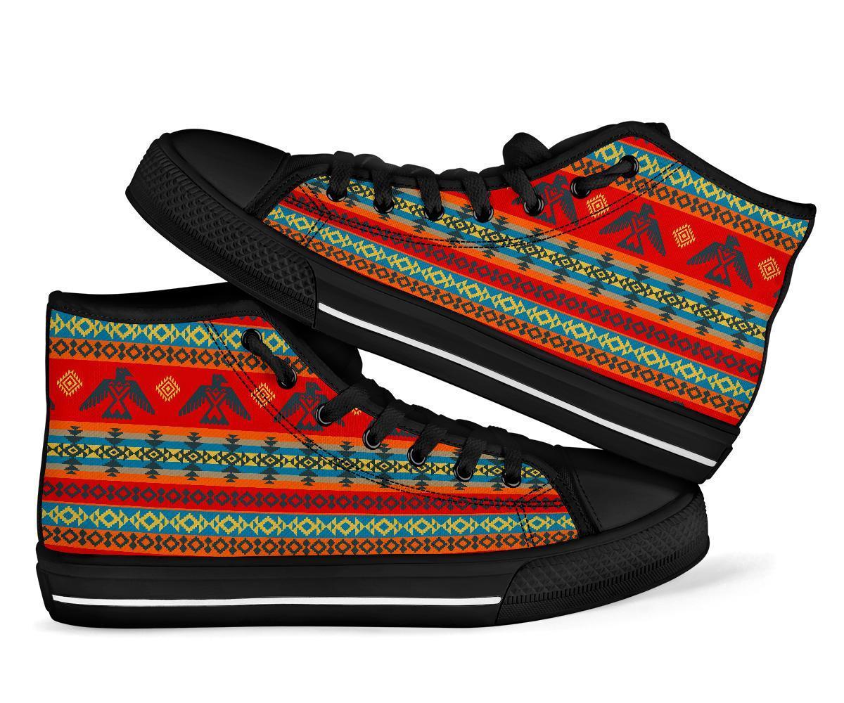 Tribal Navajo Native Indians American Aztec Print Men Women's High Top Shoes-grizzshop