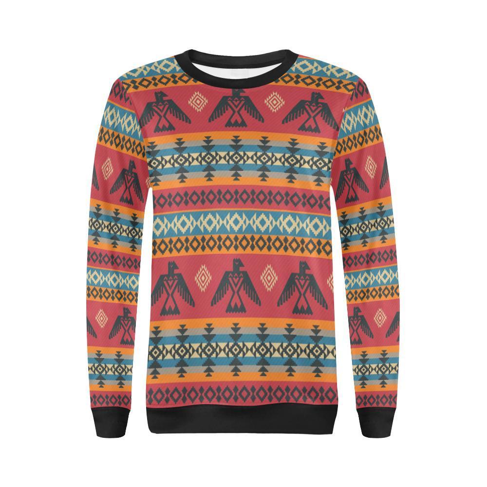 Tribal Navajo Native Indians American Aztec Print Women Crewneck Sweatshirt-grizzshop