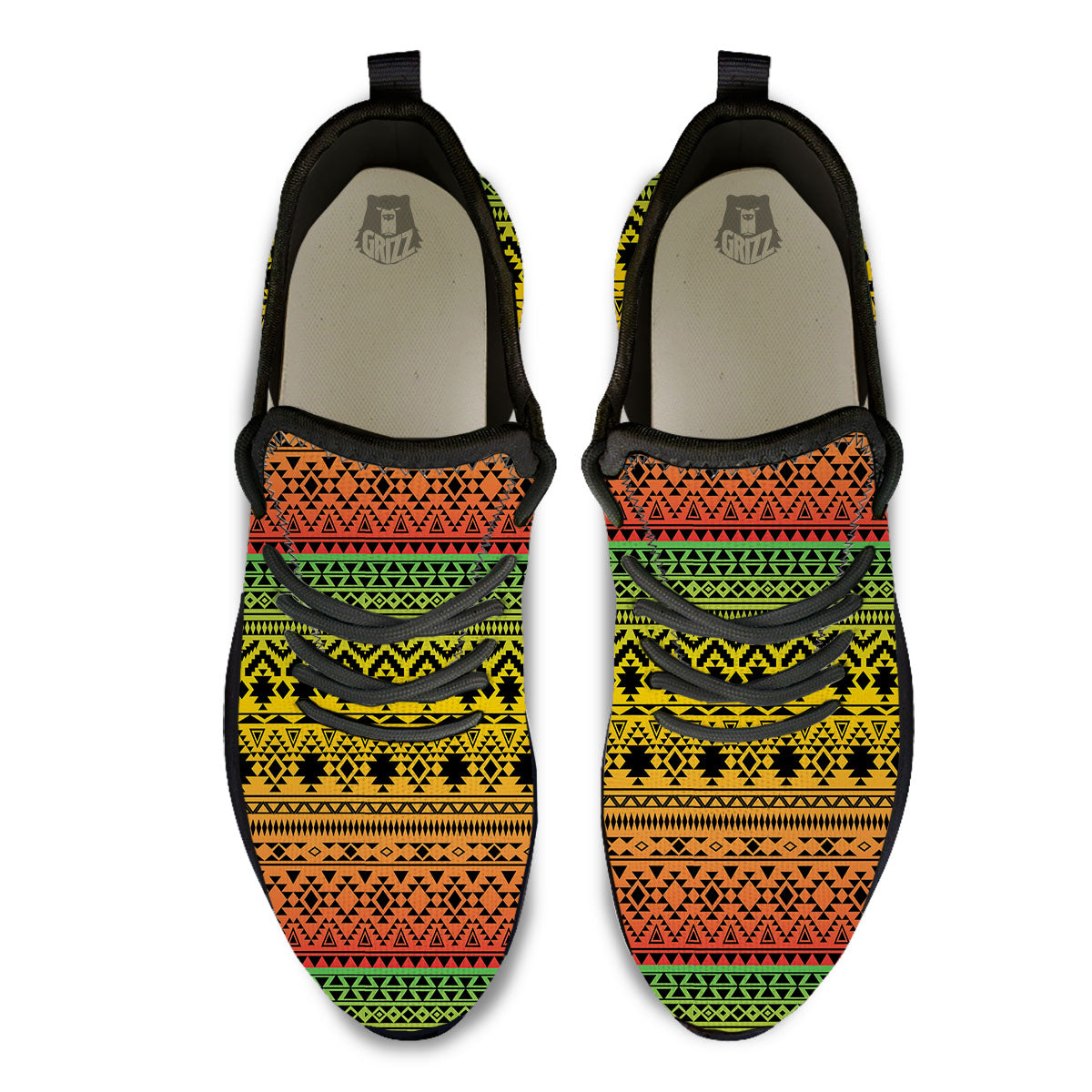 Tribal Rasta Print Pattern Black Athletic Shoes-grizzshop