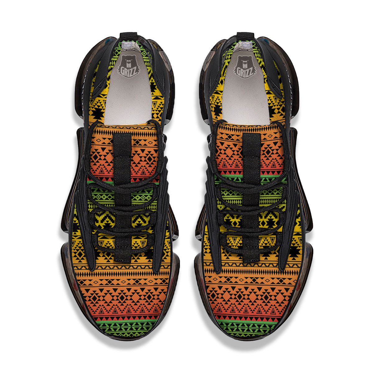 Tribal Rasta Print Pattern Black Gym Shoes-grizzshop