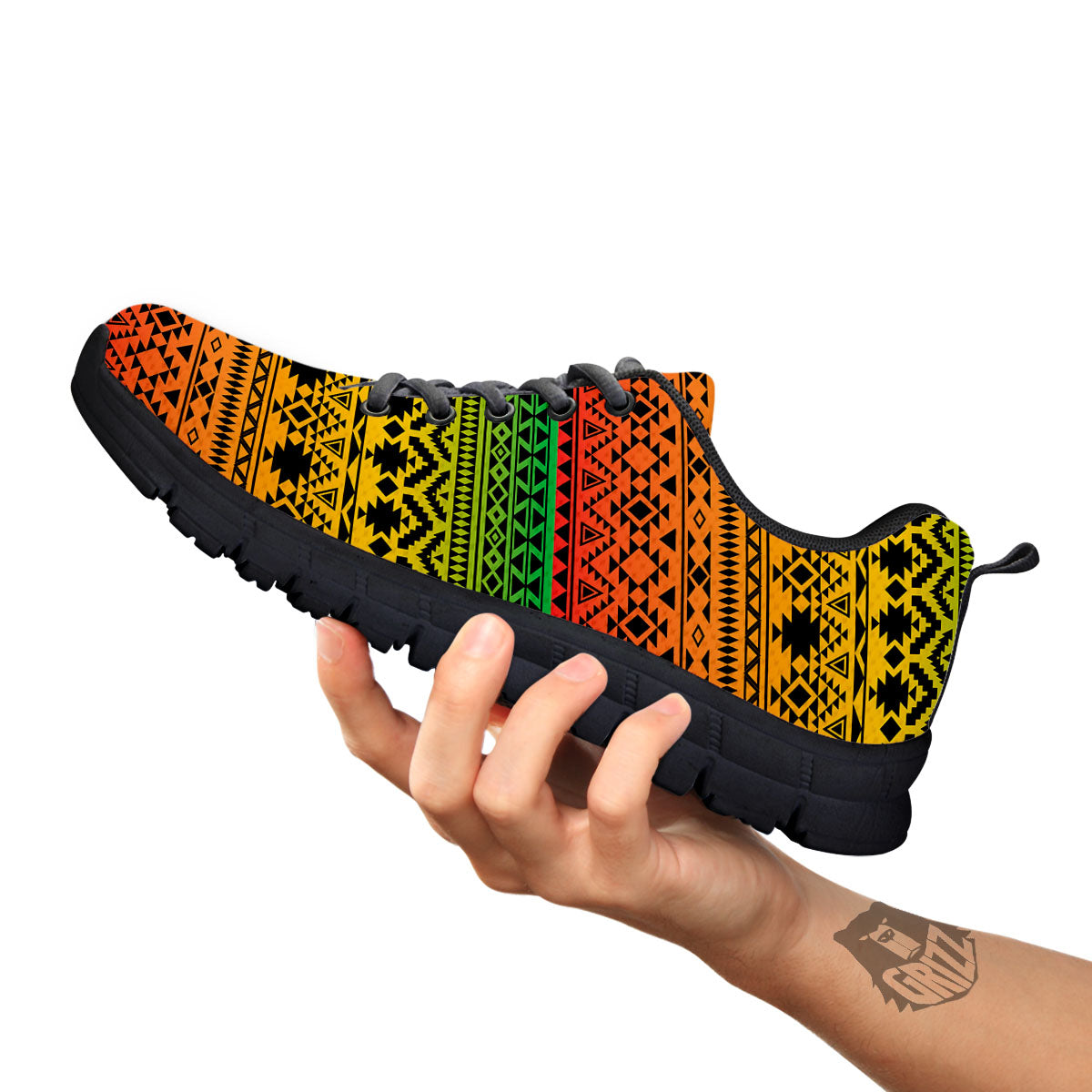 Tribal Rasta Print Pattern Black Sneaker-grizzshop