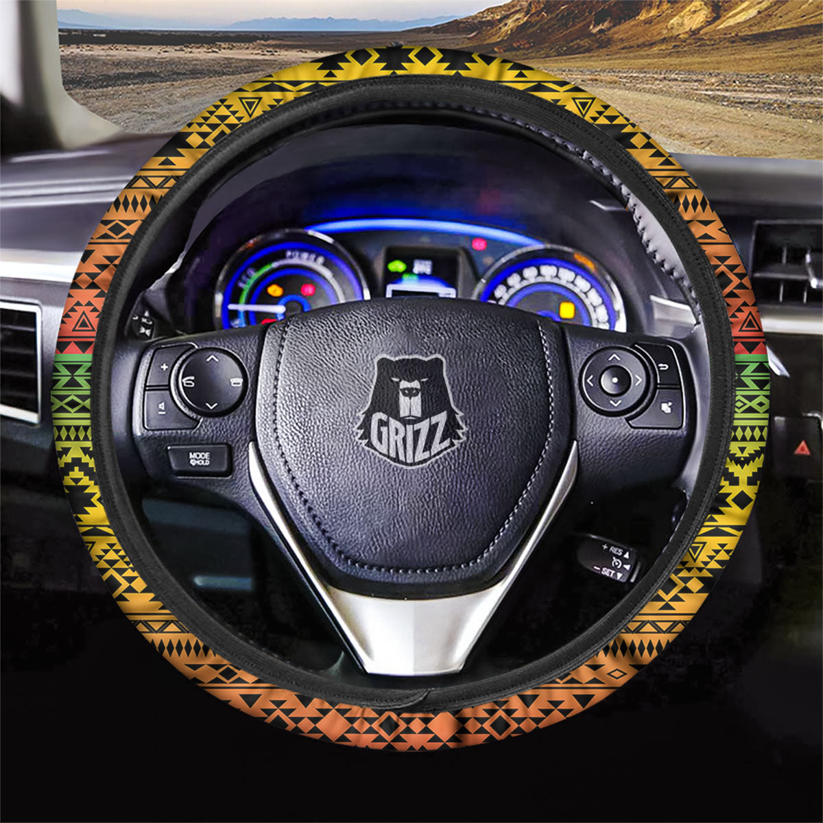 Tribal Rasta Print Pattern Car Steering Wheel Cover-grizzshop