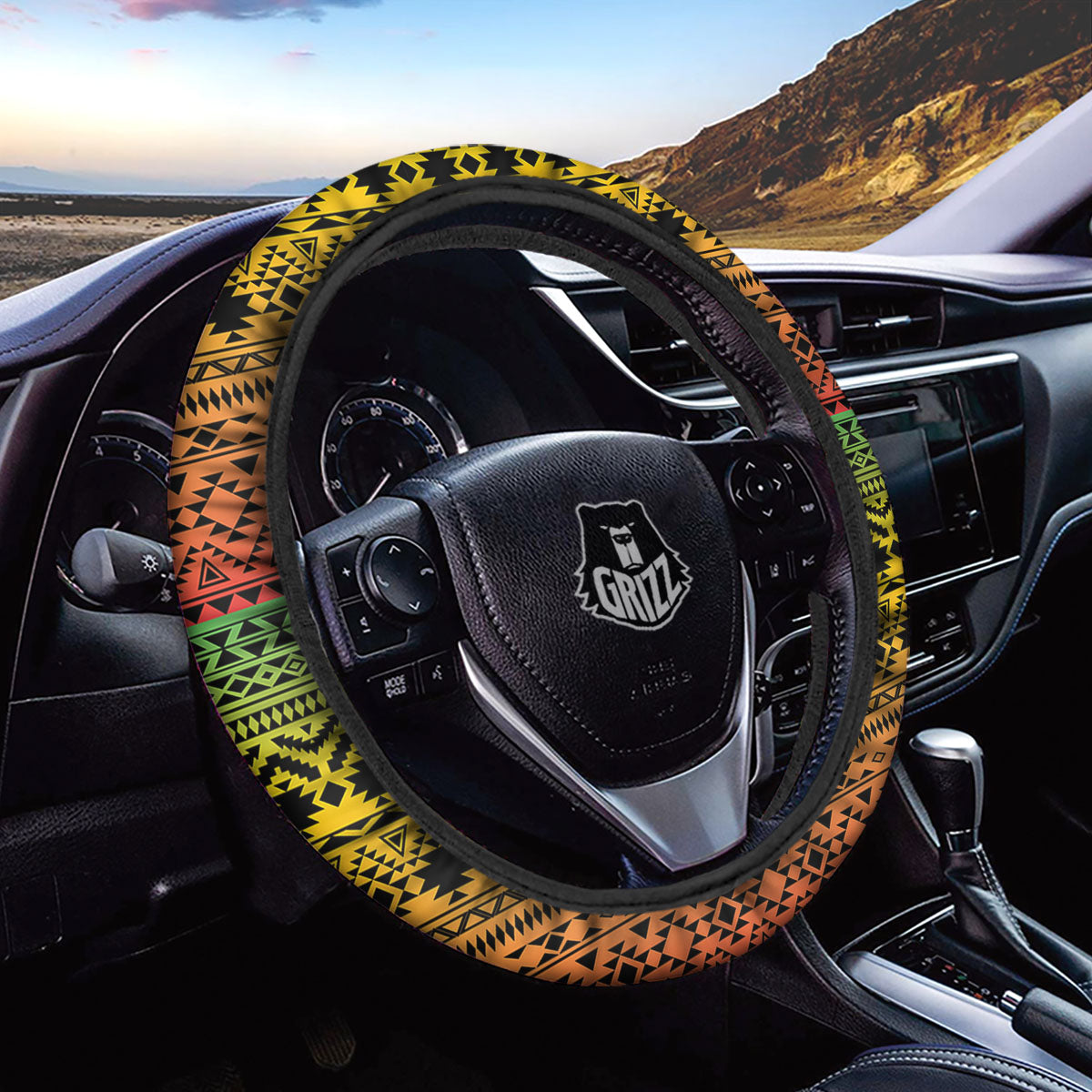 Tribal Rasta Print Pattern Car Steering Wheel Cover-grizzshop