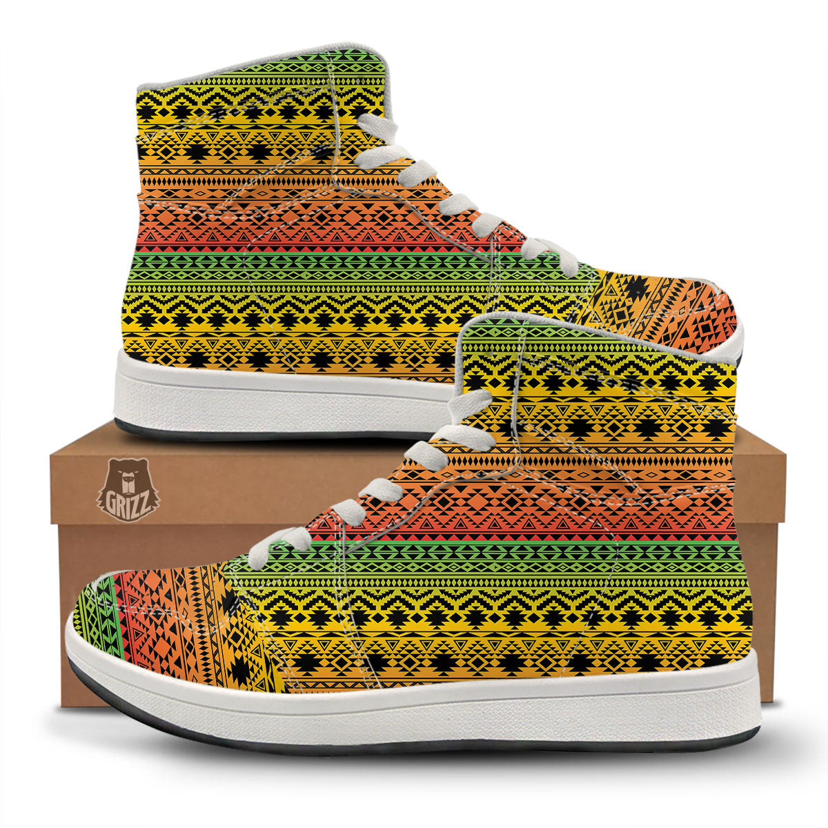 Tribal Rasta Print Pattern High Top Sneakers-grizzshop