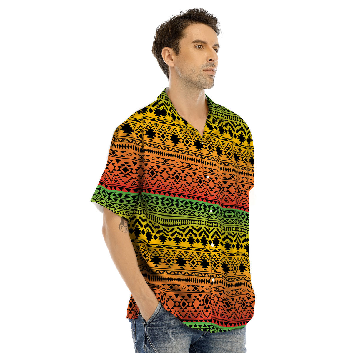 Tribal Rasta Print Pattern Men's Hawaiian Shirt-grizzshop
