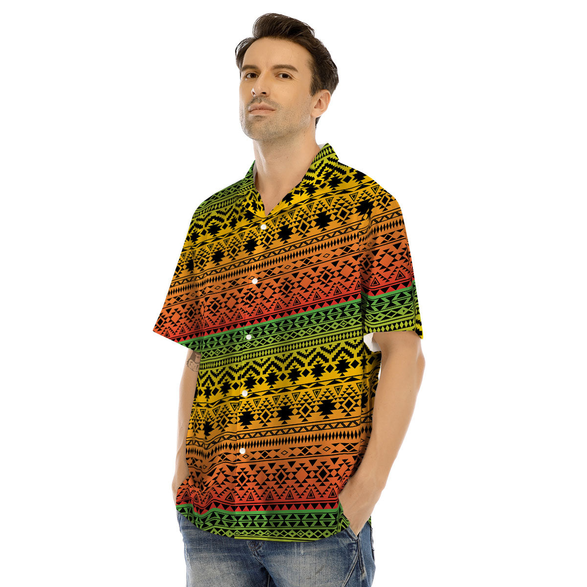 Tribal Rasta Print Pattern Men's Hawaiian Shirt-grizzshop