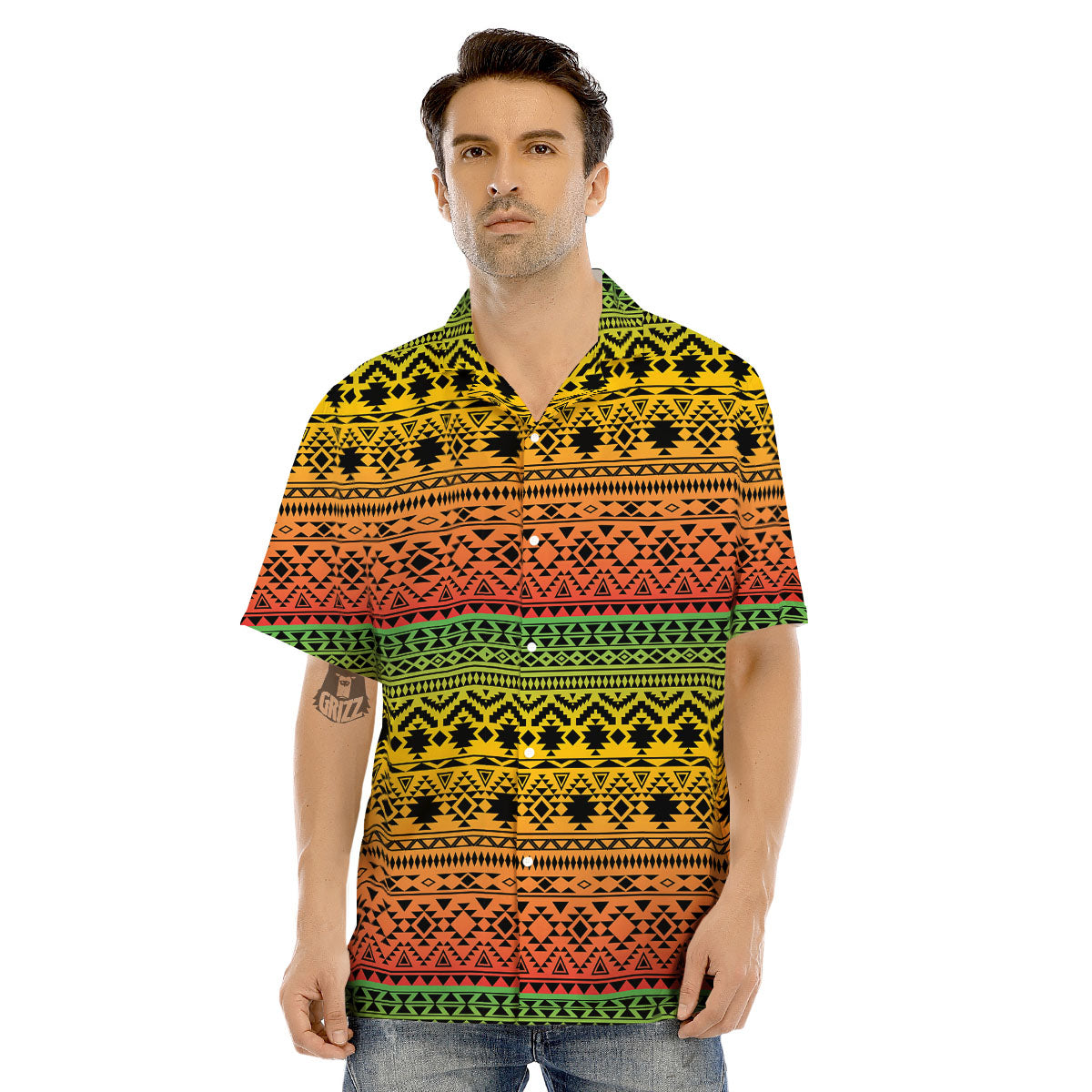 Tribal Rasta Print Pattern Men's Hawaiian Shirt-grizzshop