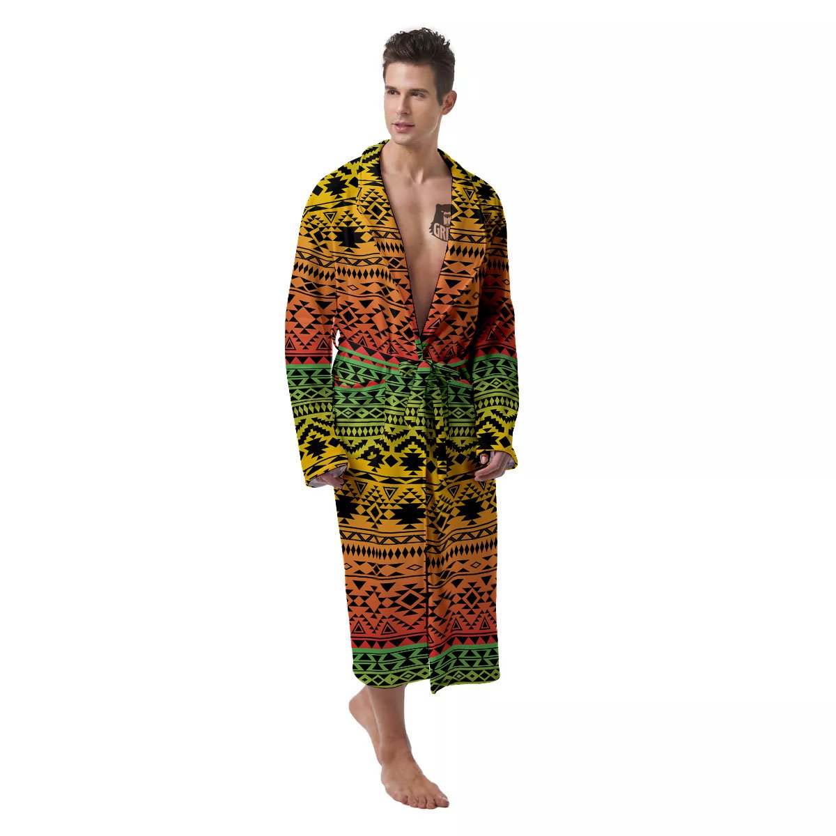 Tribal Rasta Print Pattern Men's Robe-grizzshop