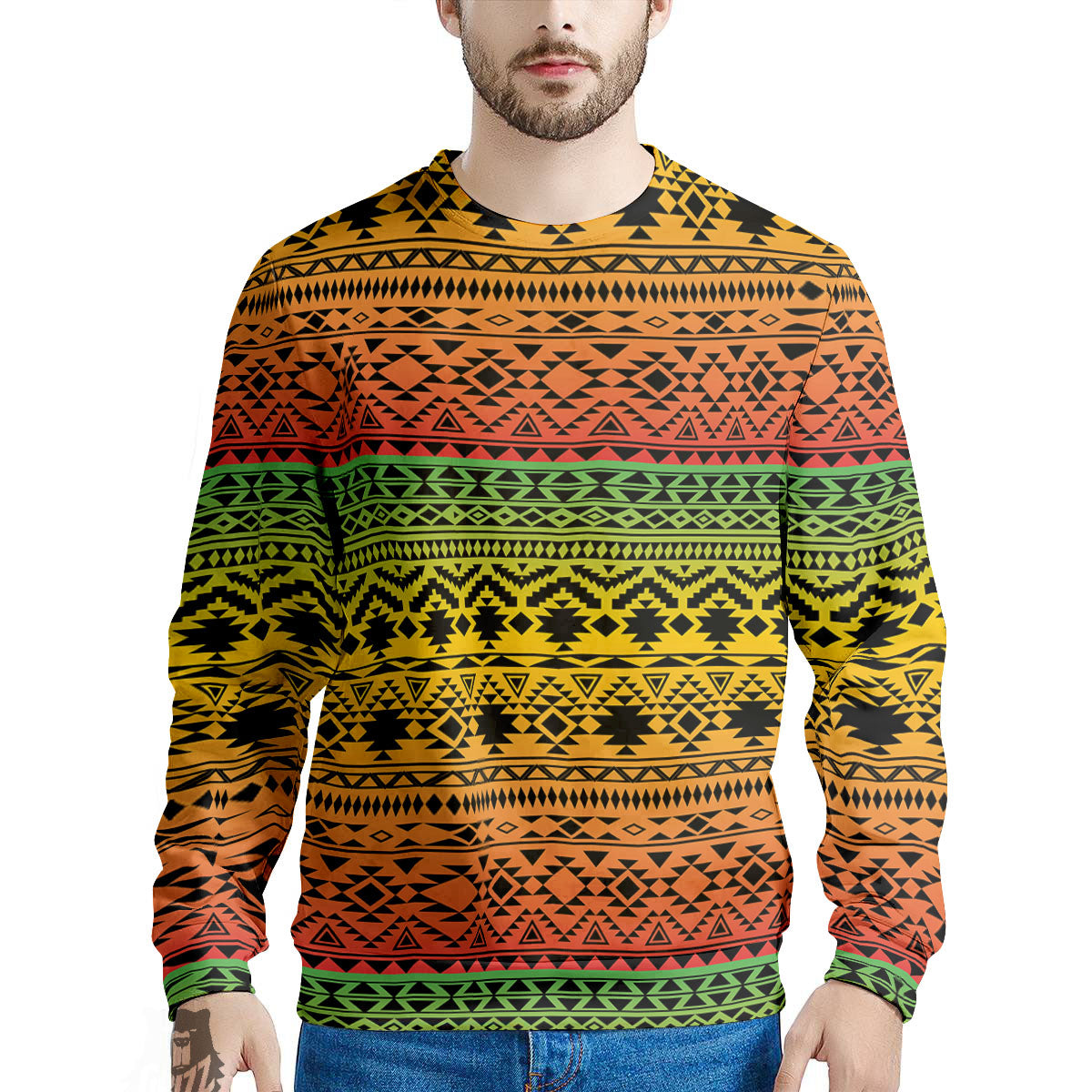 Tribal Rasta Print Pattern Men's Sweatshirt-grizzshop
