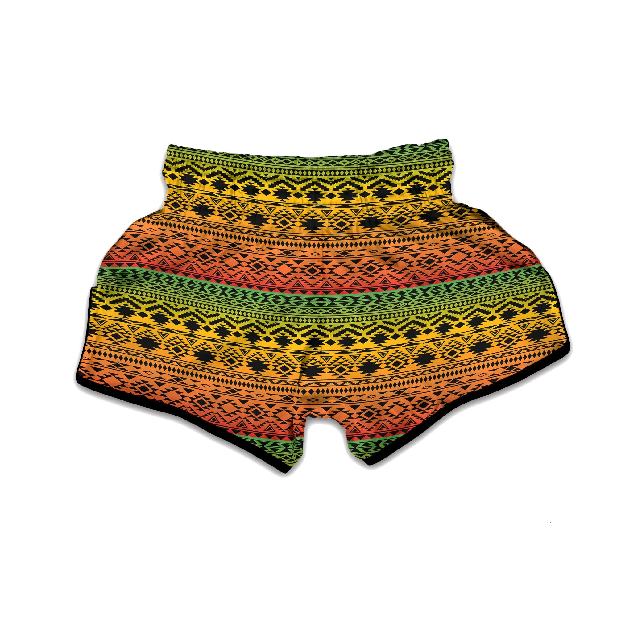 Tribal Rasta Print Pattern Muay Thai Boxing Shorts-grizzshop