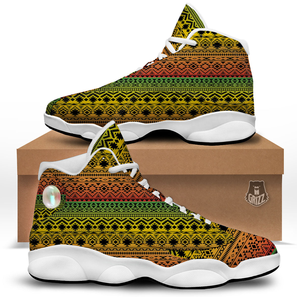 Tribal Rasta Print Pattern White Basketball Shoes-grizzshop