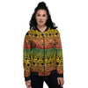 Tribal Rasta Print Pattern Women's Bomber Jacket-grizzshop