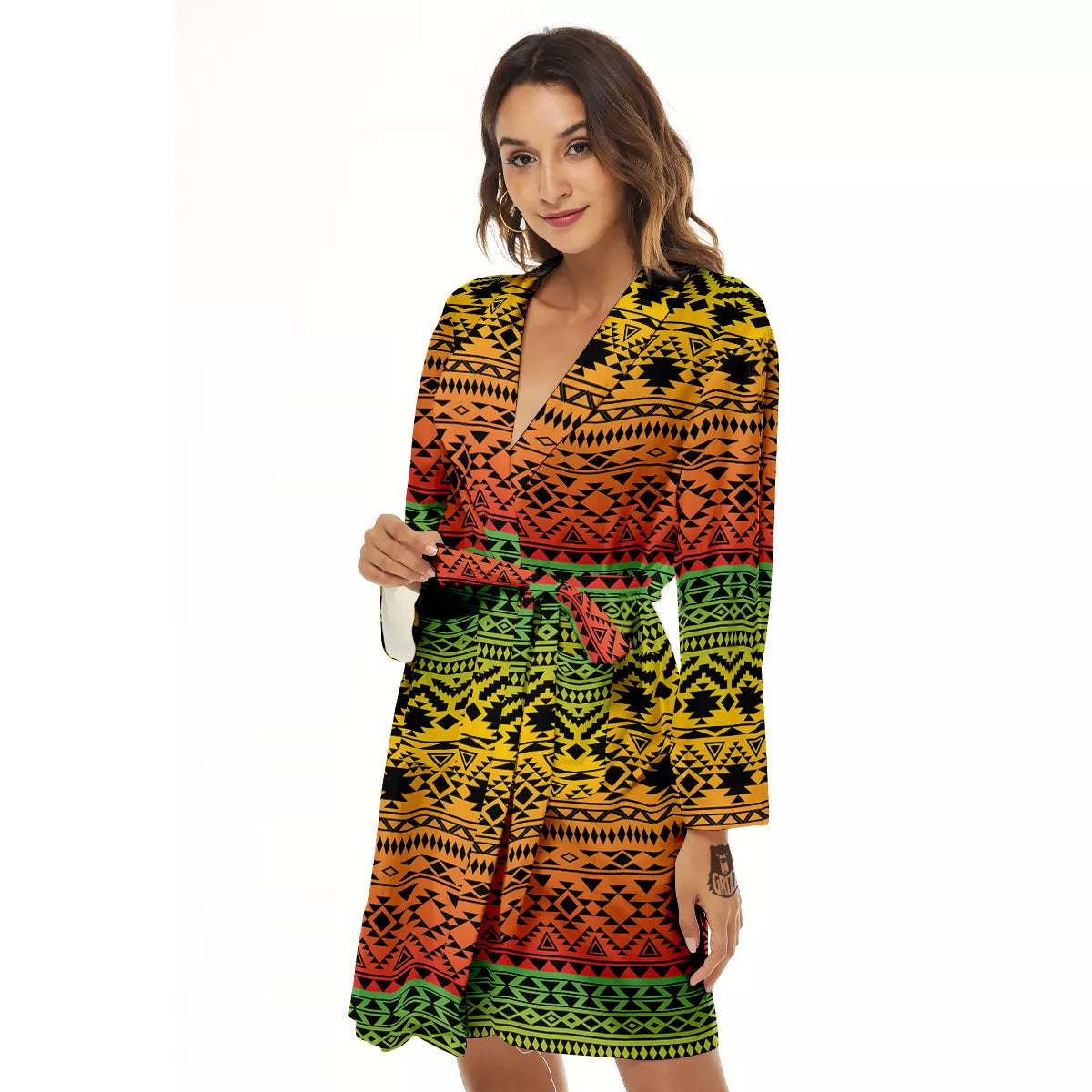 Tribal Rasta Print Pattern Women's Robe-grizzshop