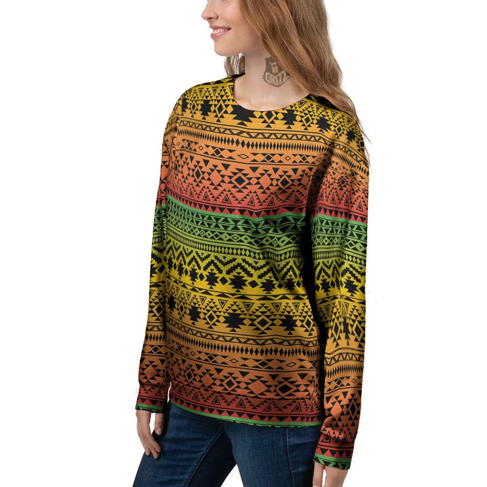 Tribal Rasta Print Pattern Women's Sweatshirt-grizzshop